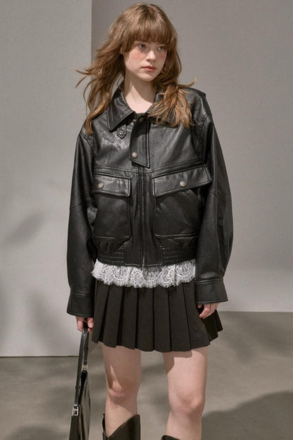 Preppy Silk Pleated Puffy Skirt