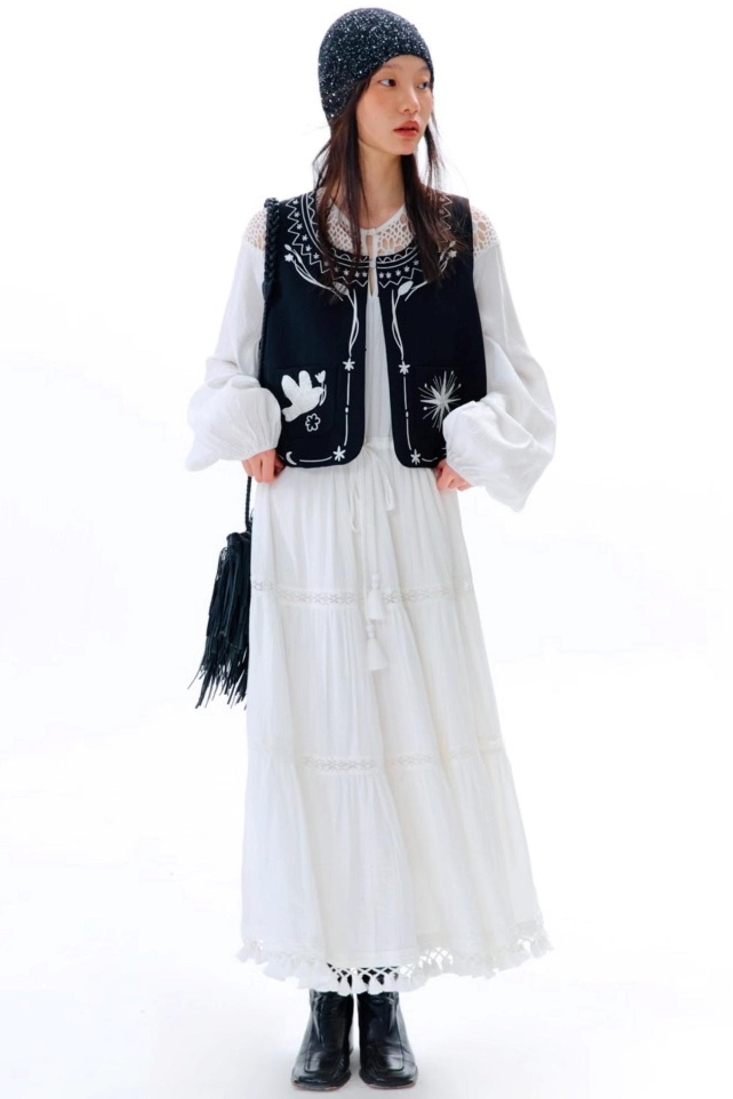 Bright Star Vintage Bird Embroidery Wool Jacket Set-Up