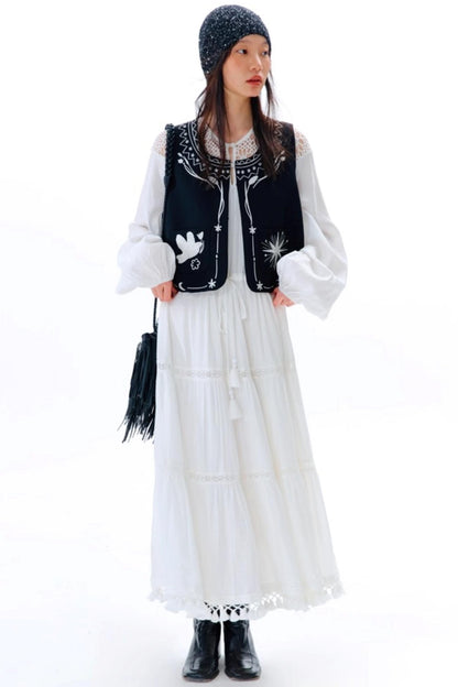Bright Star Vintage Bird Embroidery Wool Jacket Set-Up