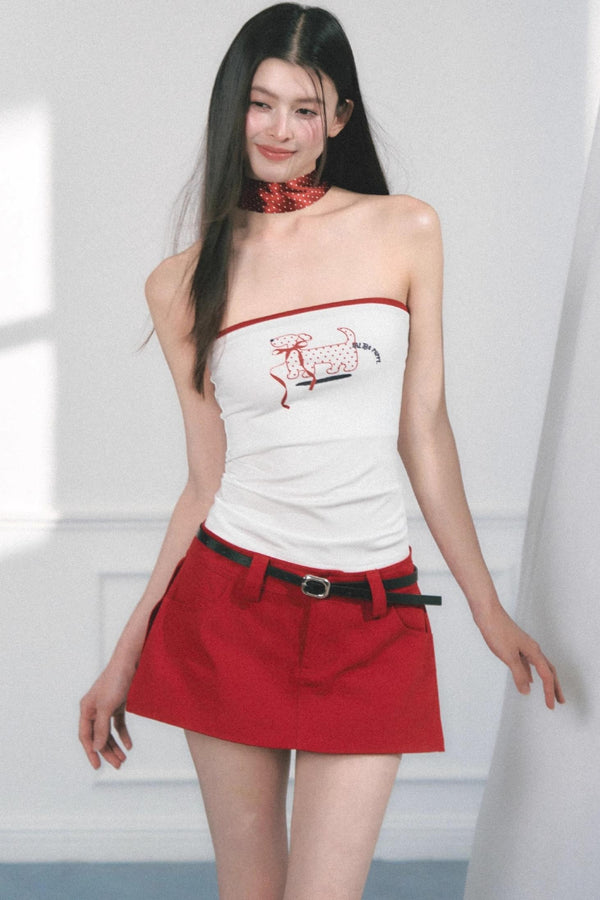 Original Puppy Print Fitted Top