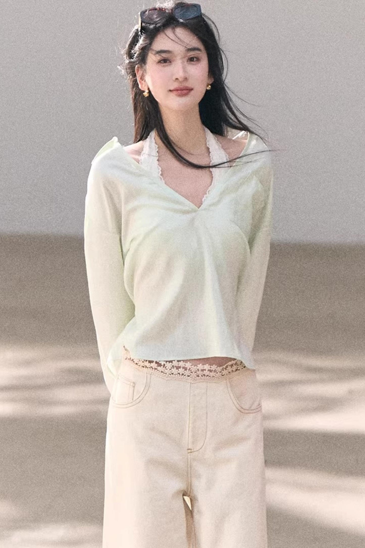 Lace-Trimmed Halter Neck Camisole