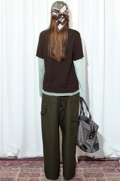 Fake Two-Piece Contrast Long Sleeve T-shirt