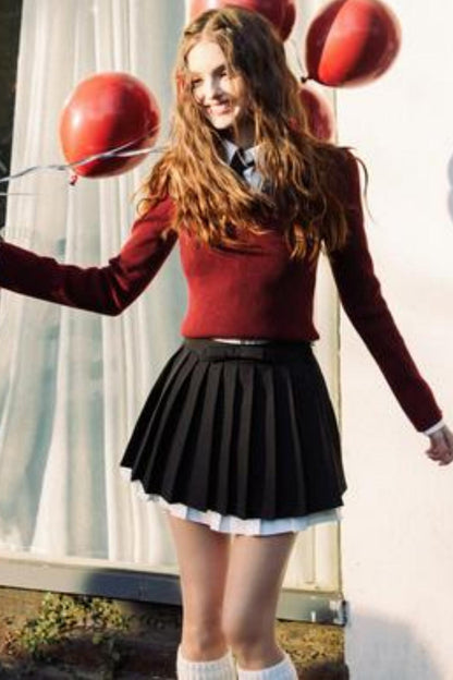 High-Waisted A-Line Pleated Skirt