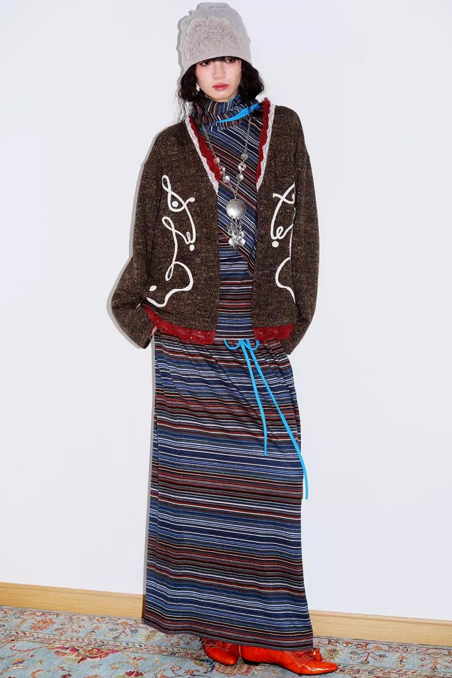 Retro Lace Knitted Cardigan