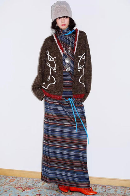 Retro Lace Knitted Cardigan