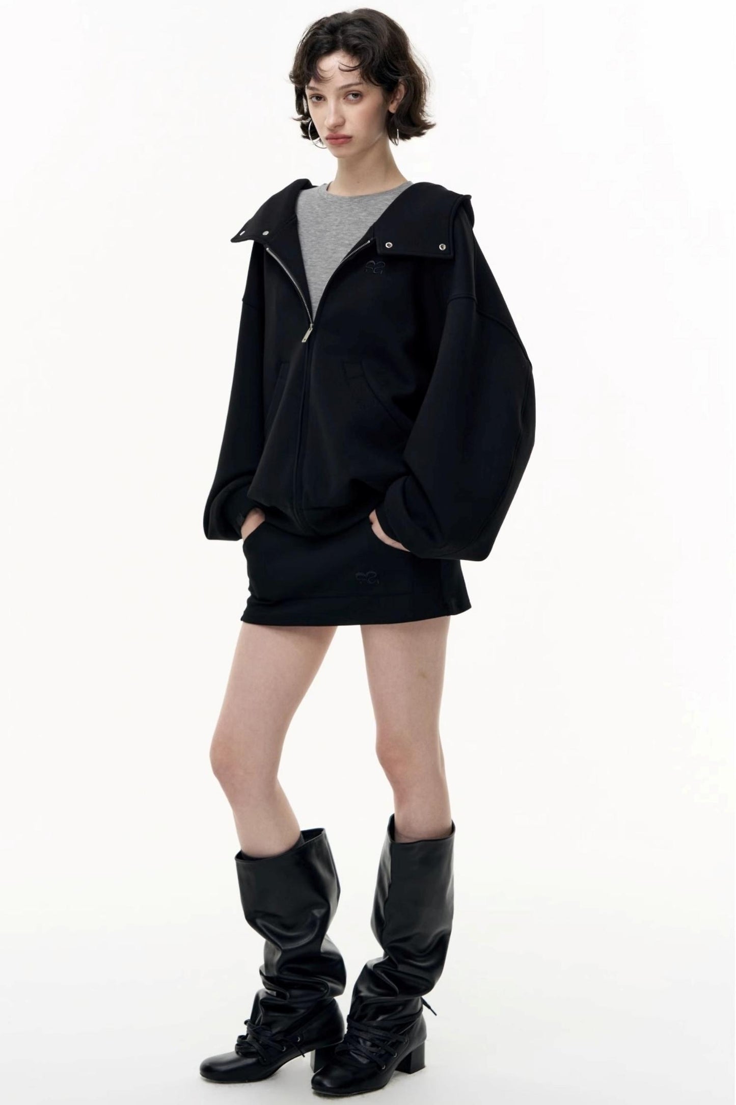 Casual Large Zip Hooded Cardigan