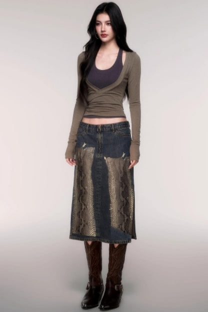 Two-Piece Halterneck Long Sleeve Top