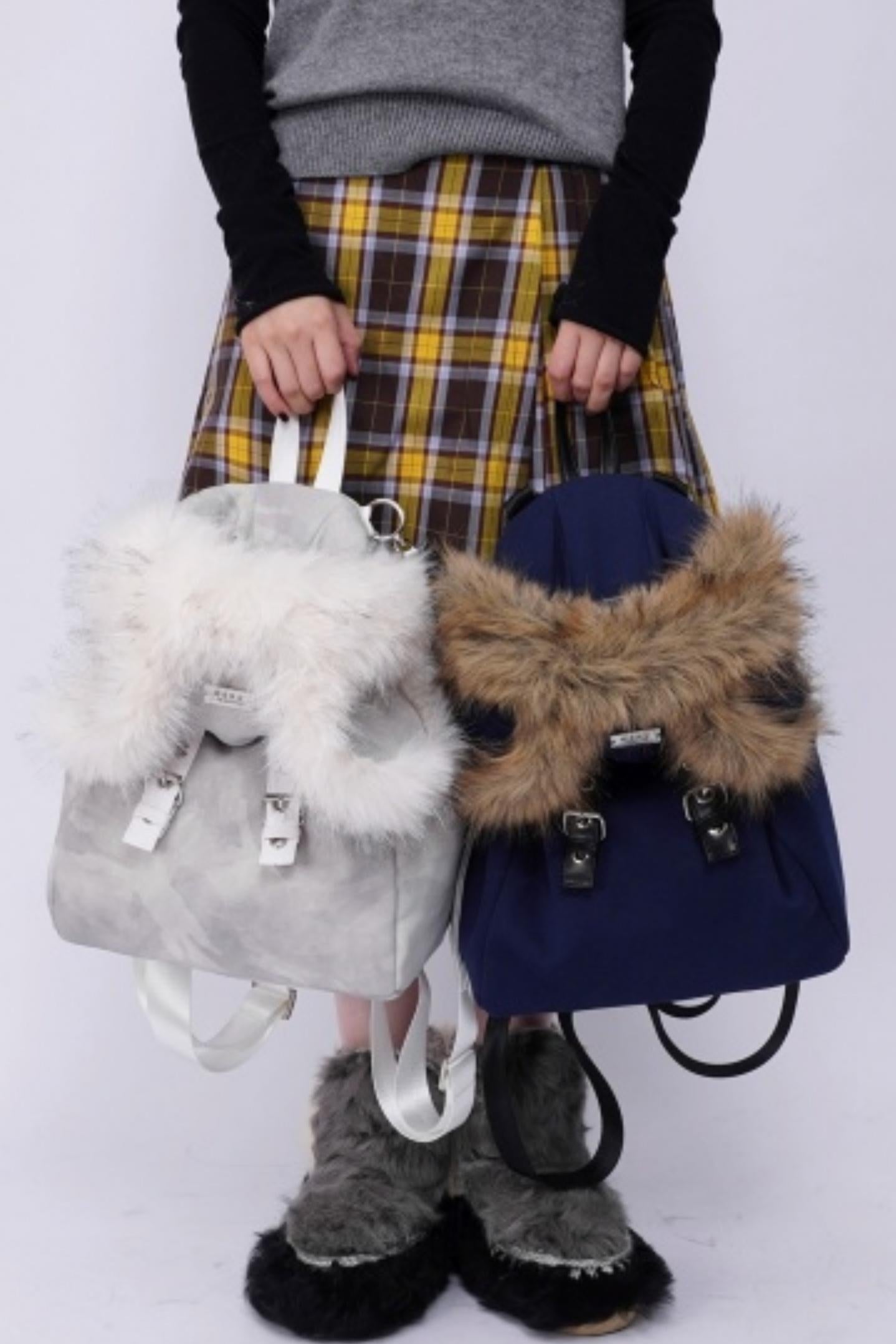 Furry Bear Crossbody Backpack