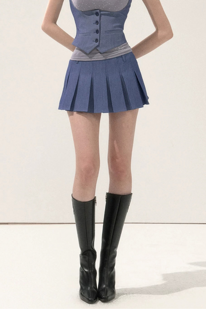 Pleated Low Waist Skirt