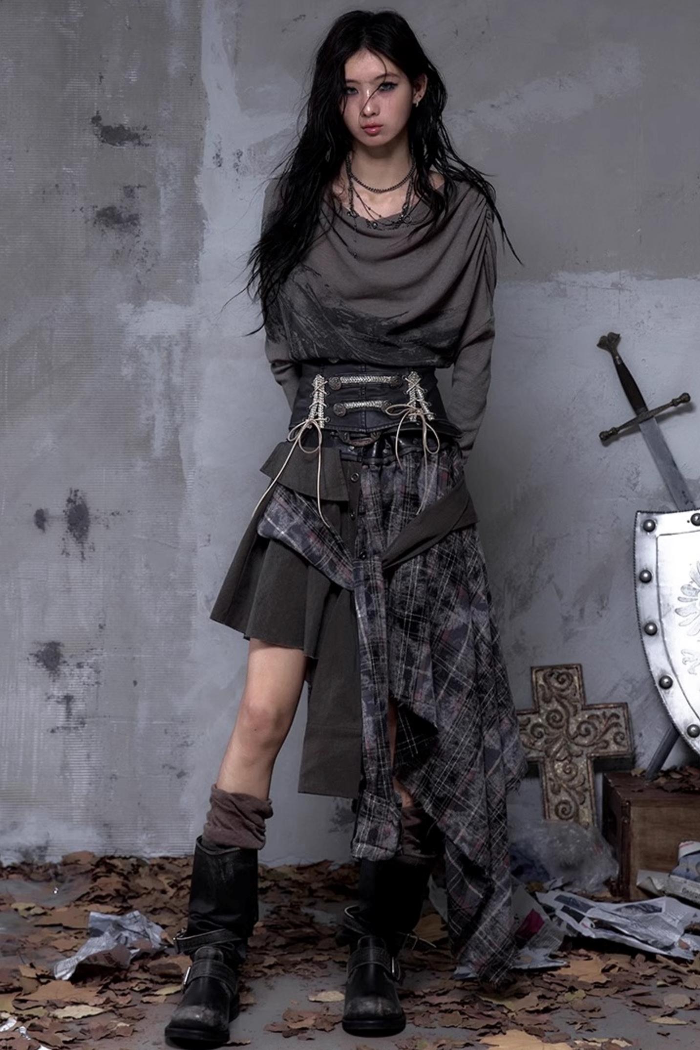 Vintage Punk Plaid Skirt