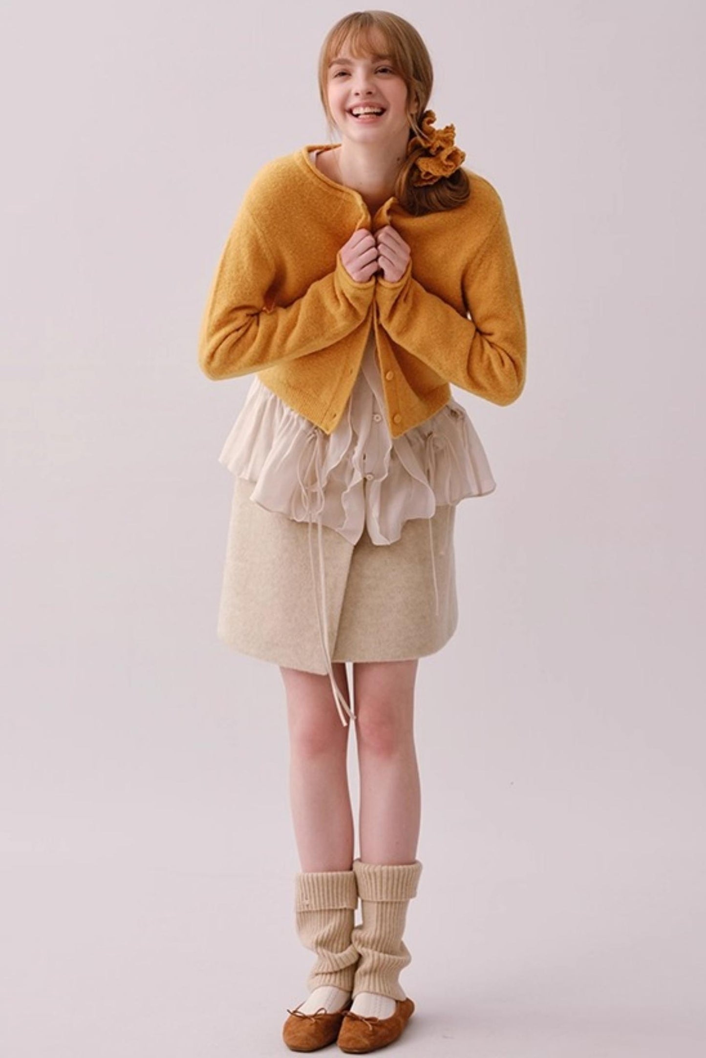 Lyocell Ruffled V-Neck Shirt