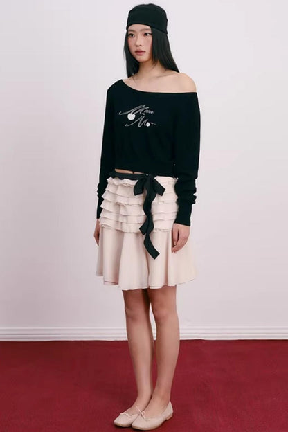 Cherry Jacquard Merino Wool Top