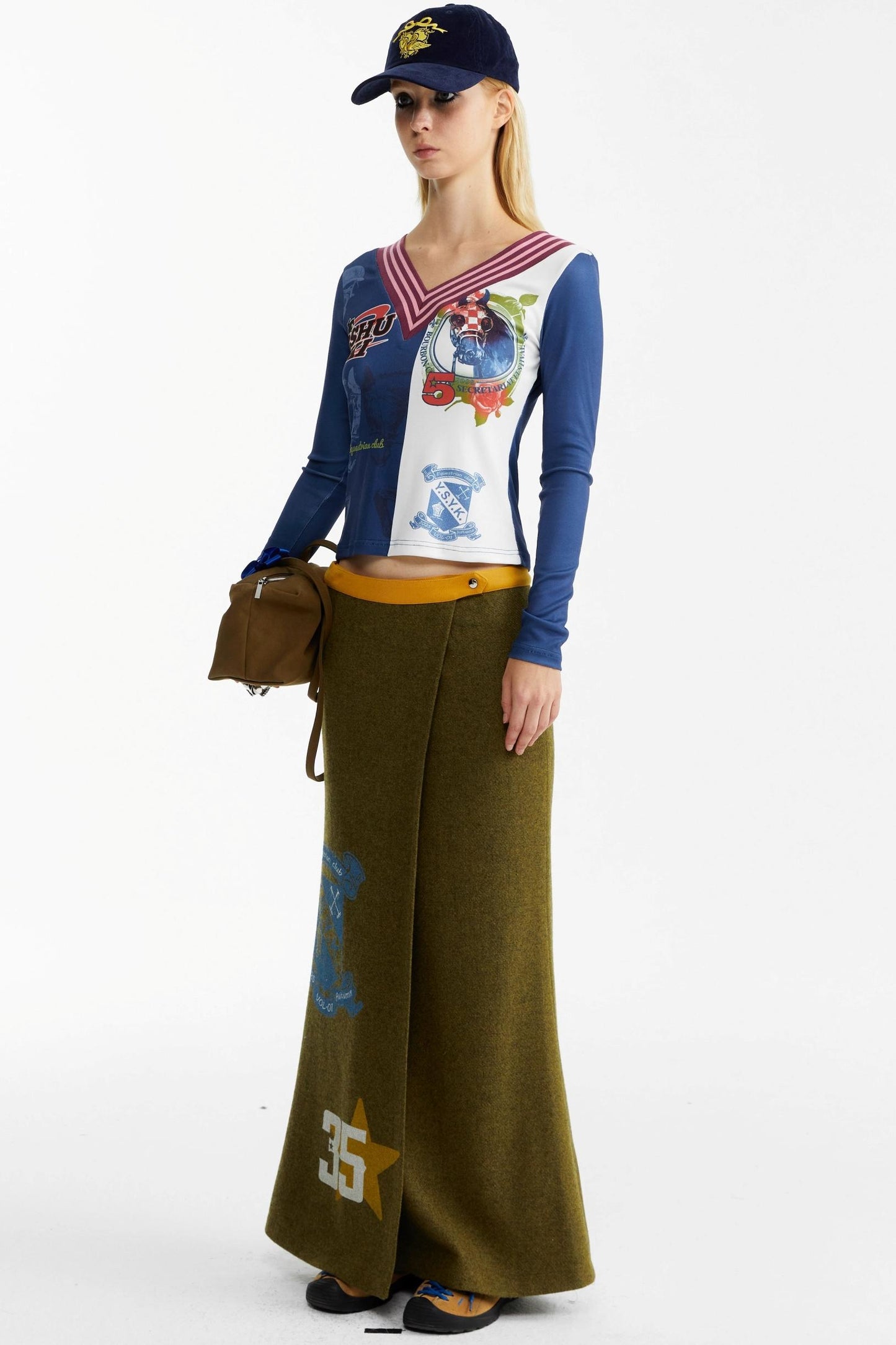 Olive Woolen Long Skirt