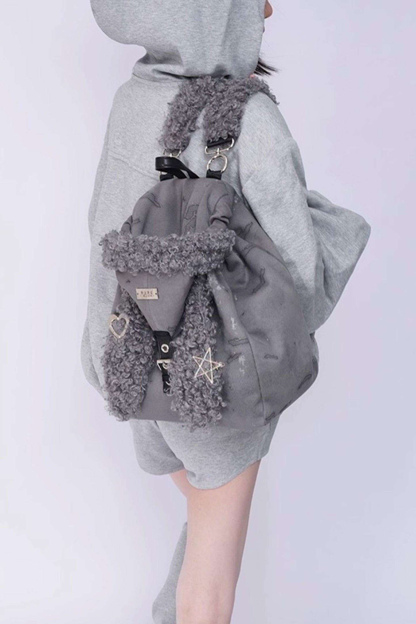 Cute Furry Rabbit Ears Backpack