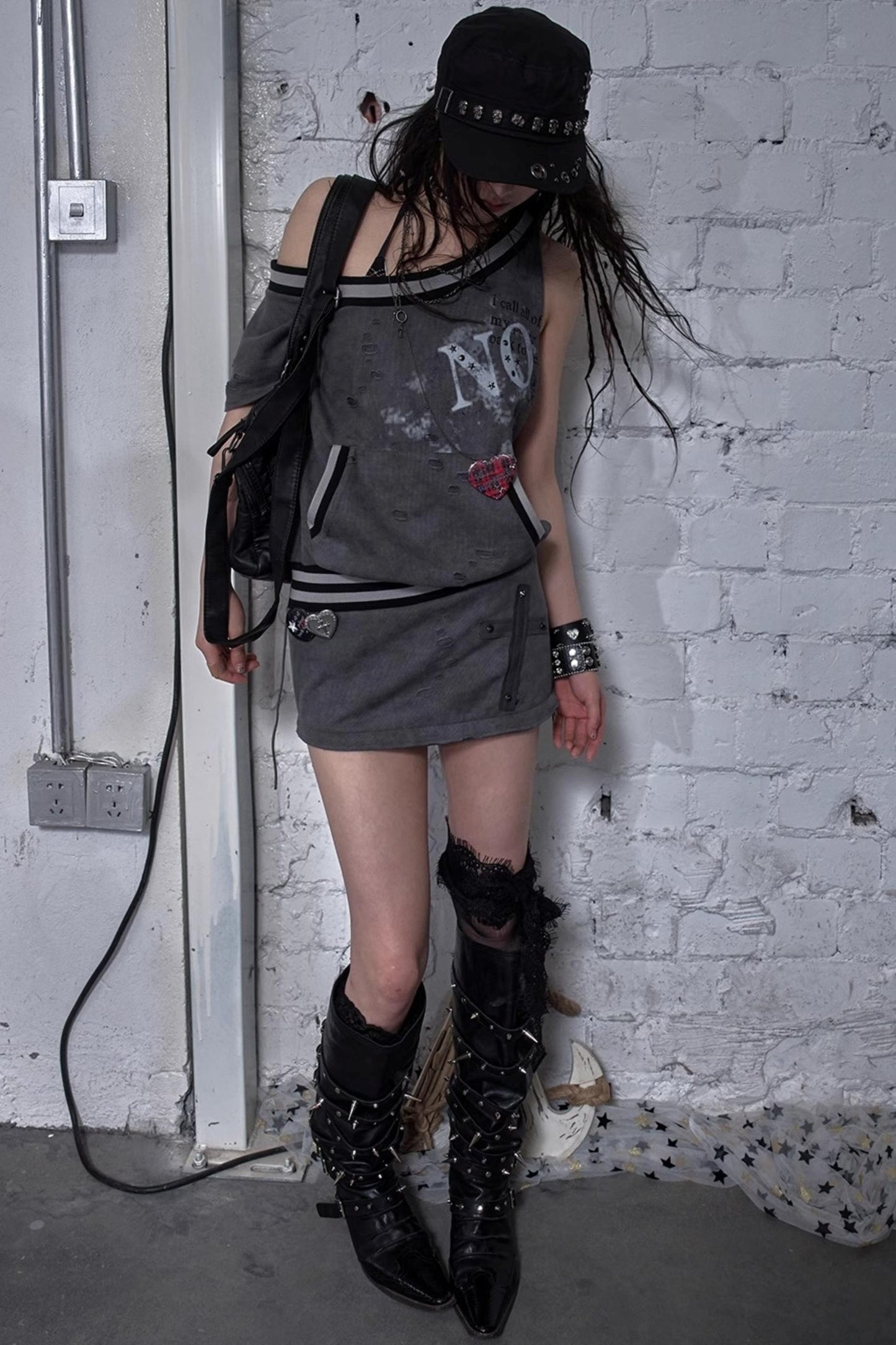 Detachable Hem Punk Corset Dress