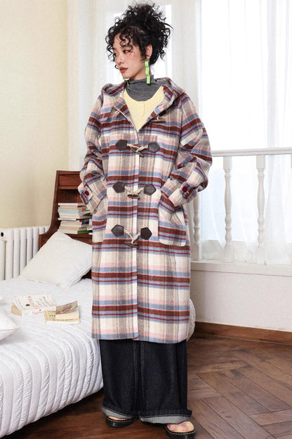 Velvet Dream Plaid Hooded Wool Jacket