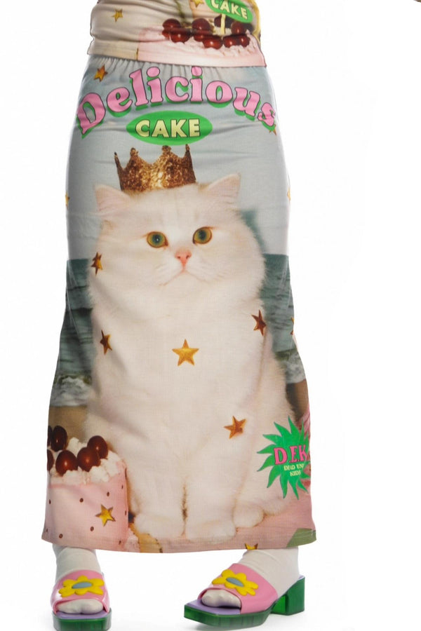 Reversible Print Stretch Casual Maxi Skirt