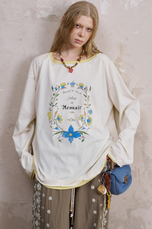 Romantic Print Long-Sleeve Tee