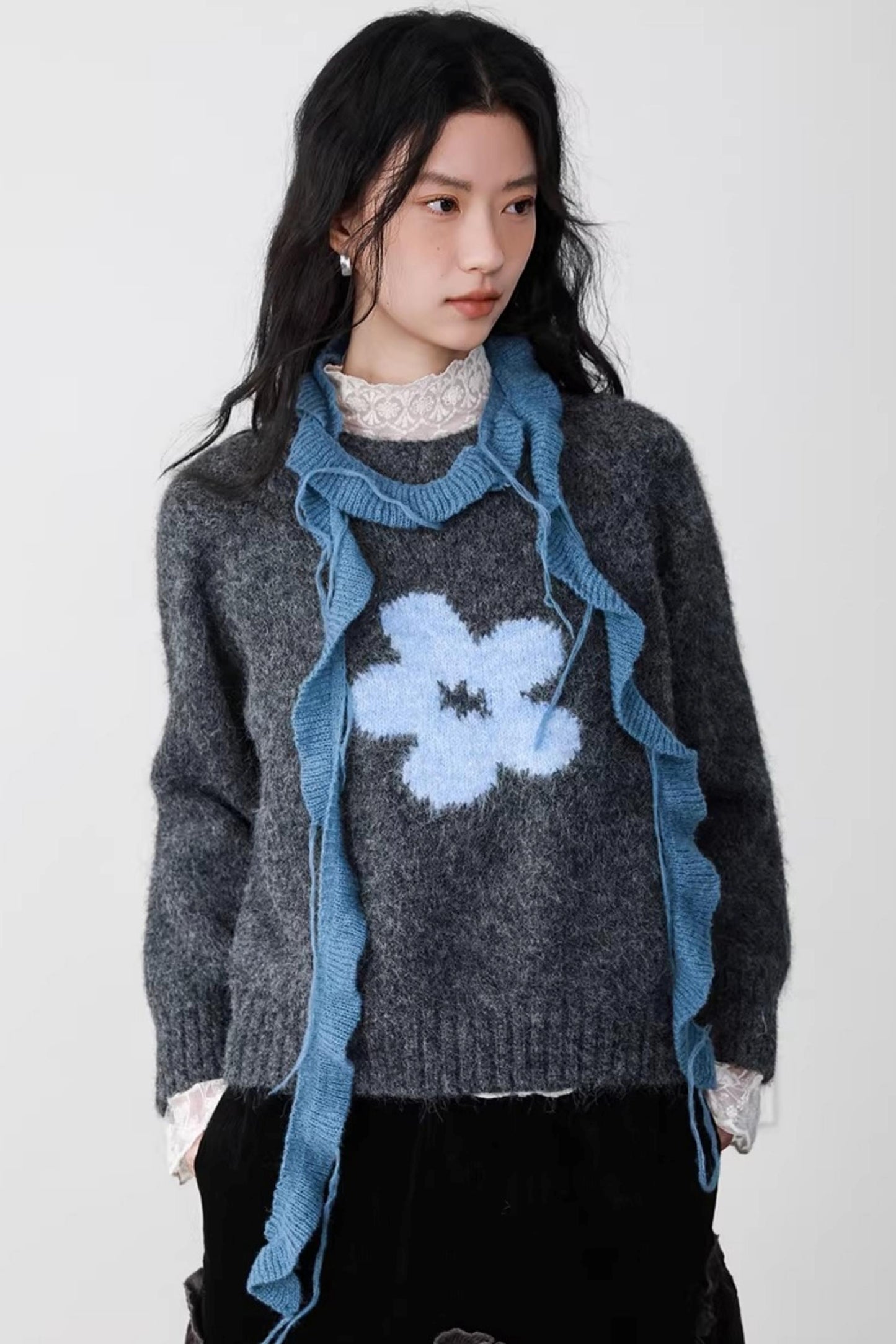 Misty Blue Latte Scarf