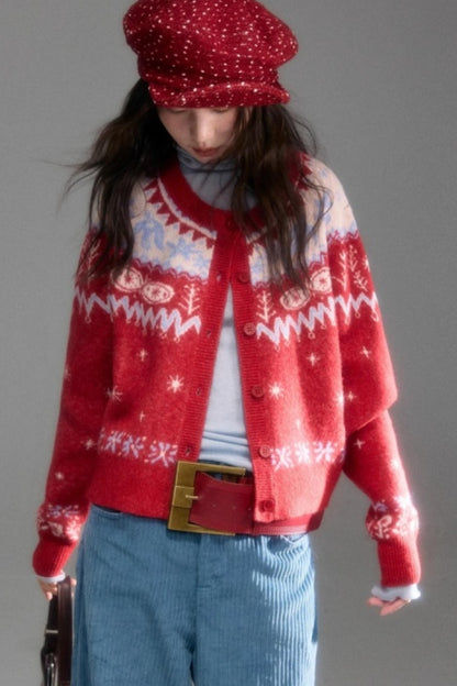 Snowflake Jacquard Cardigan Set-Up