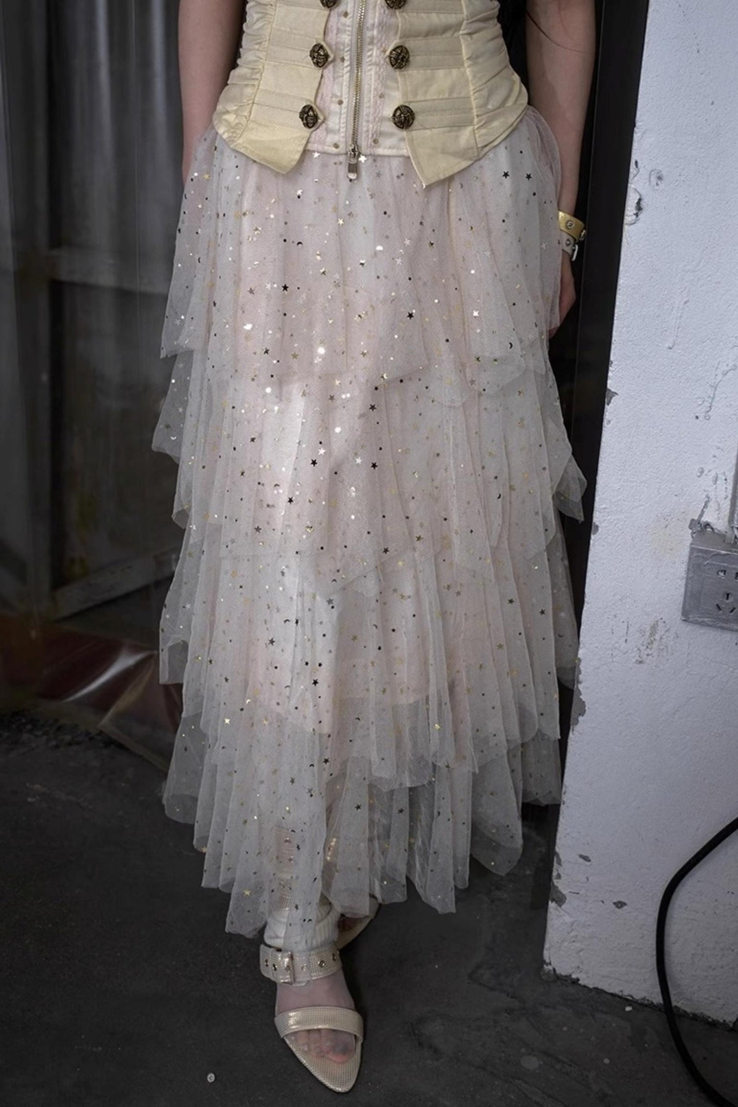 Fairycore Star Tiered Mesh Skirt