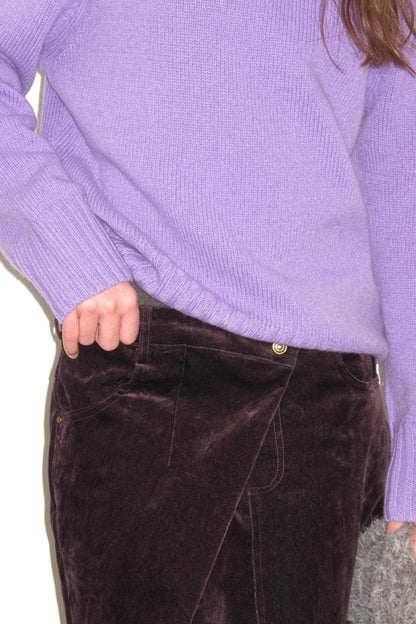 Mint Violet Slanted Hem Sweater