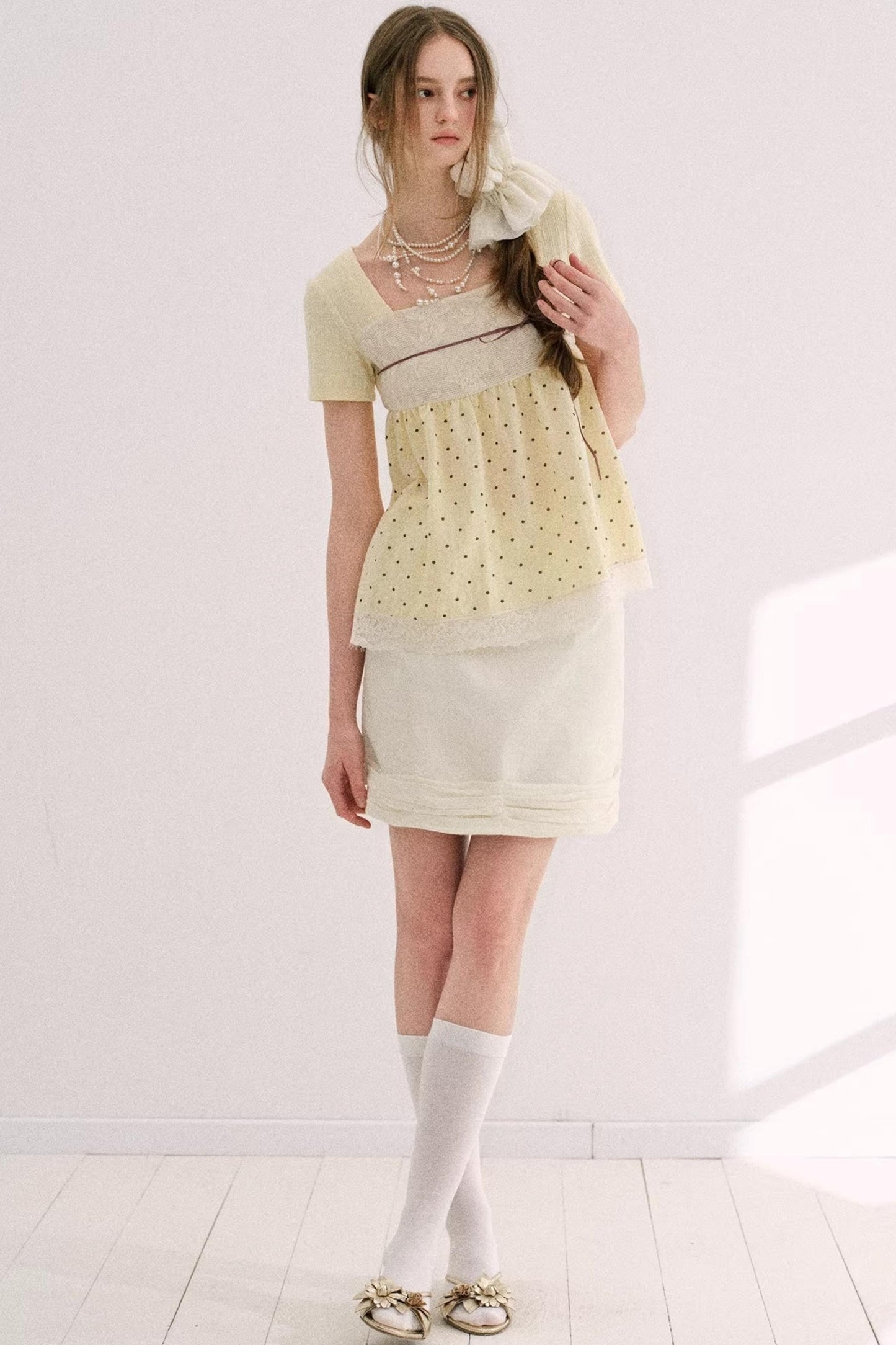 Artist-Designed Beige Bodycon Skirt