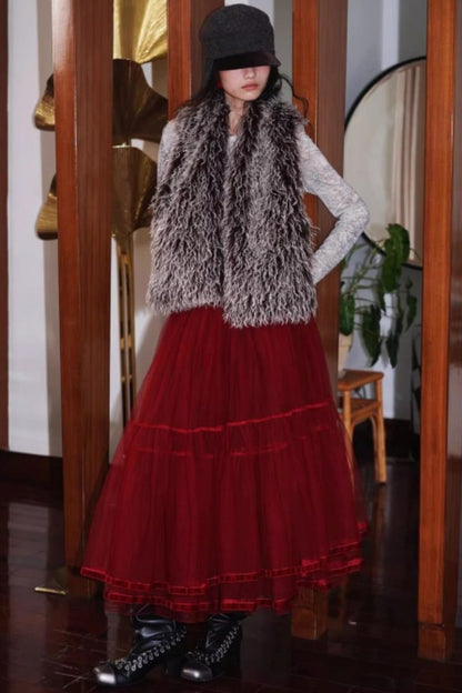 Vintage Lace-up Plush Scarf