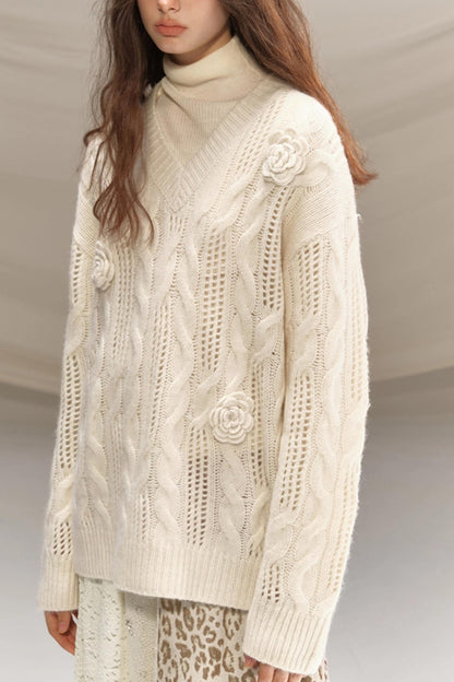 Raccoon Wool Crochet Sweater