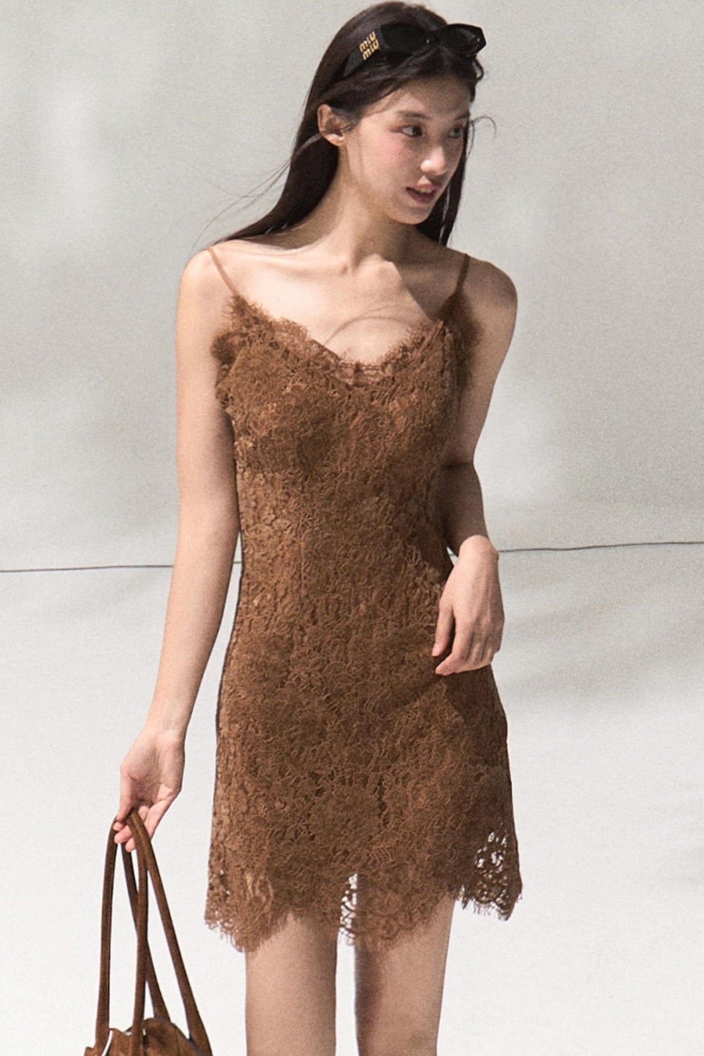 Heavy Velvet Lace Short Dress