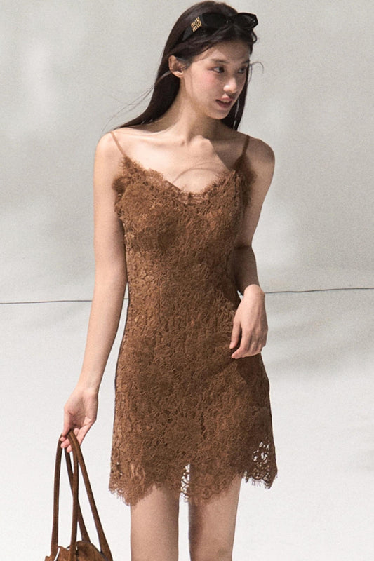 Heavy Velvet Lace Short Dress