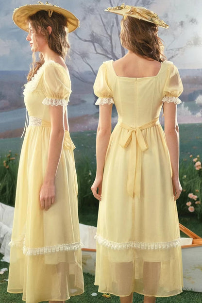Lace Yellow Retro Dress