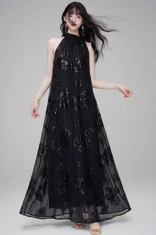 Gilt Shadow Halter Dress