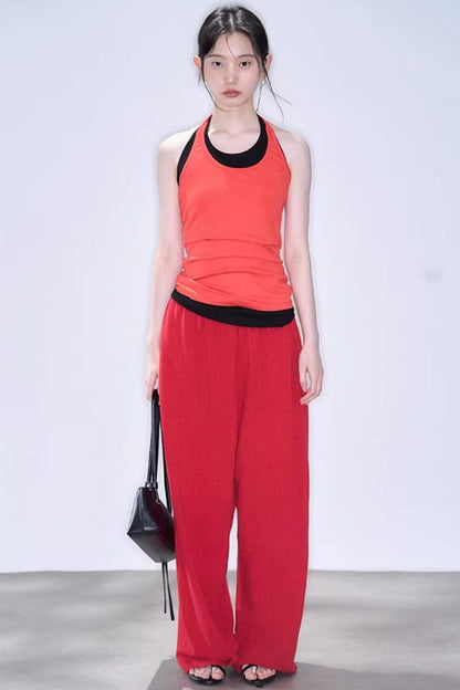 Linen Blend Wide-Leg Pants