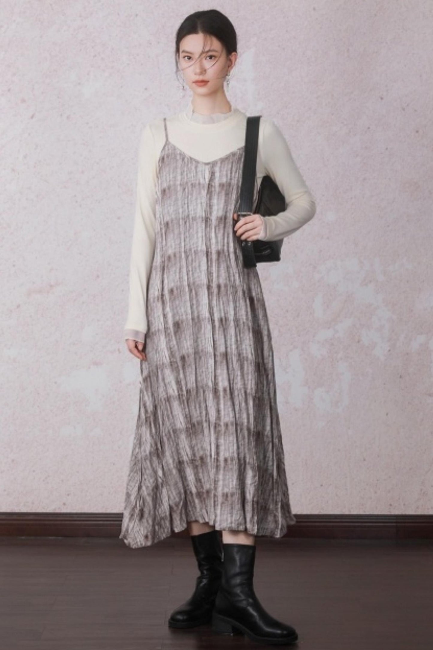 Chestnut Brown Patchwork Turtleneck Top