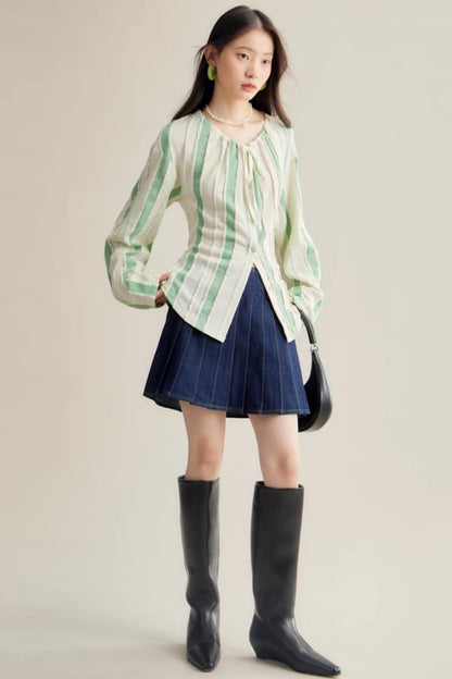 Elven Stripe Cardigan Skirt Set-Up