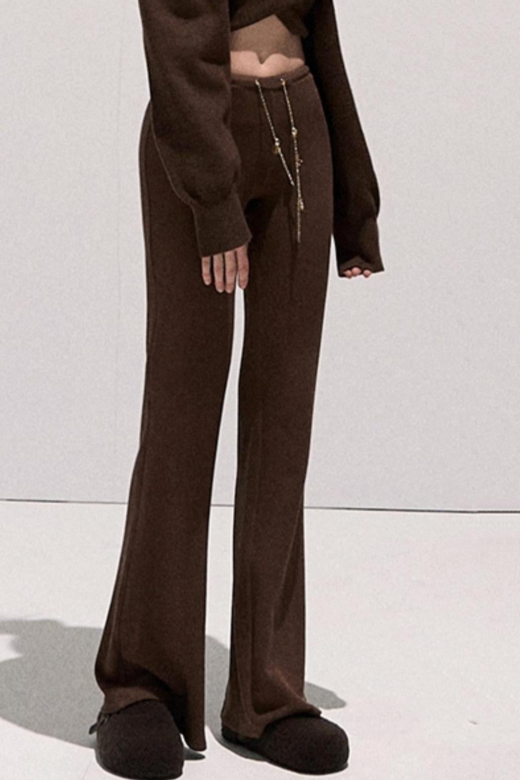 Soft Crew Neck Knitwear Bootcut Trouser Set-Up