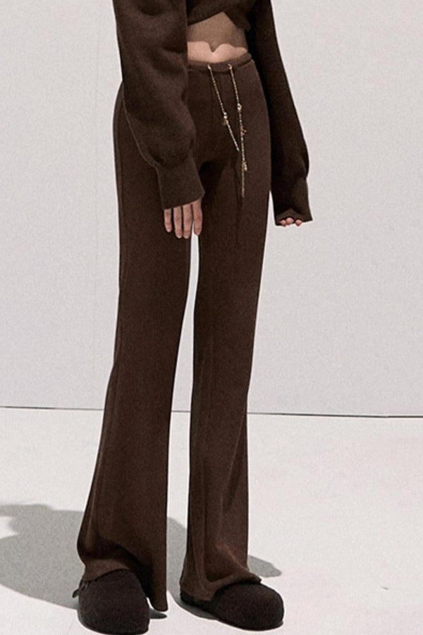 Soft Crew Neck Knitwear Bootcut Trouser Set-Up