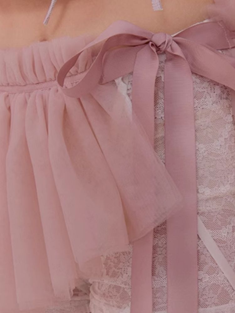 Bow tie fluffy gauze skirt