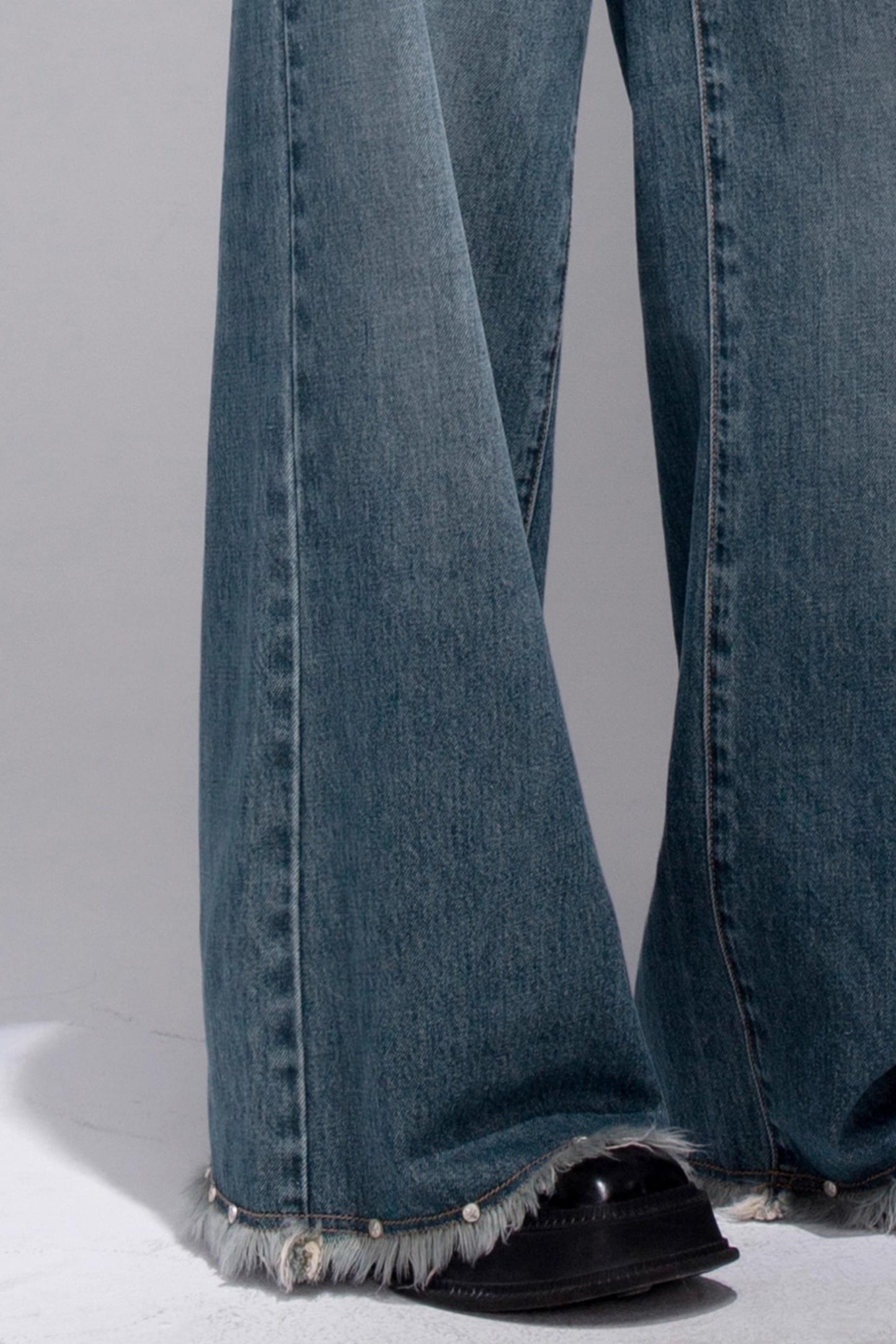 Deep Lake Blue Washed Wide-Leg Jeans