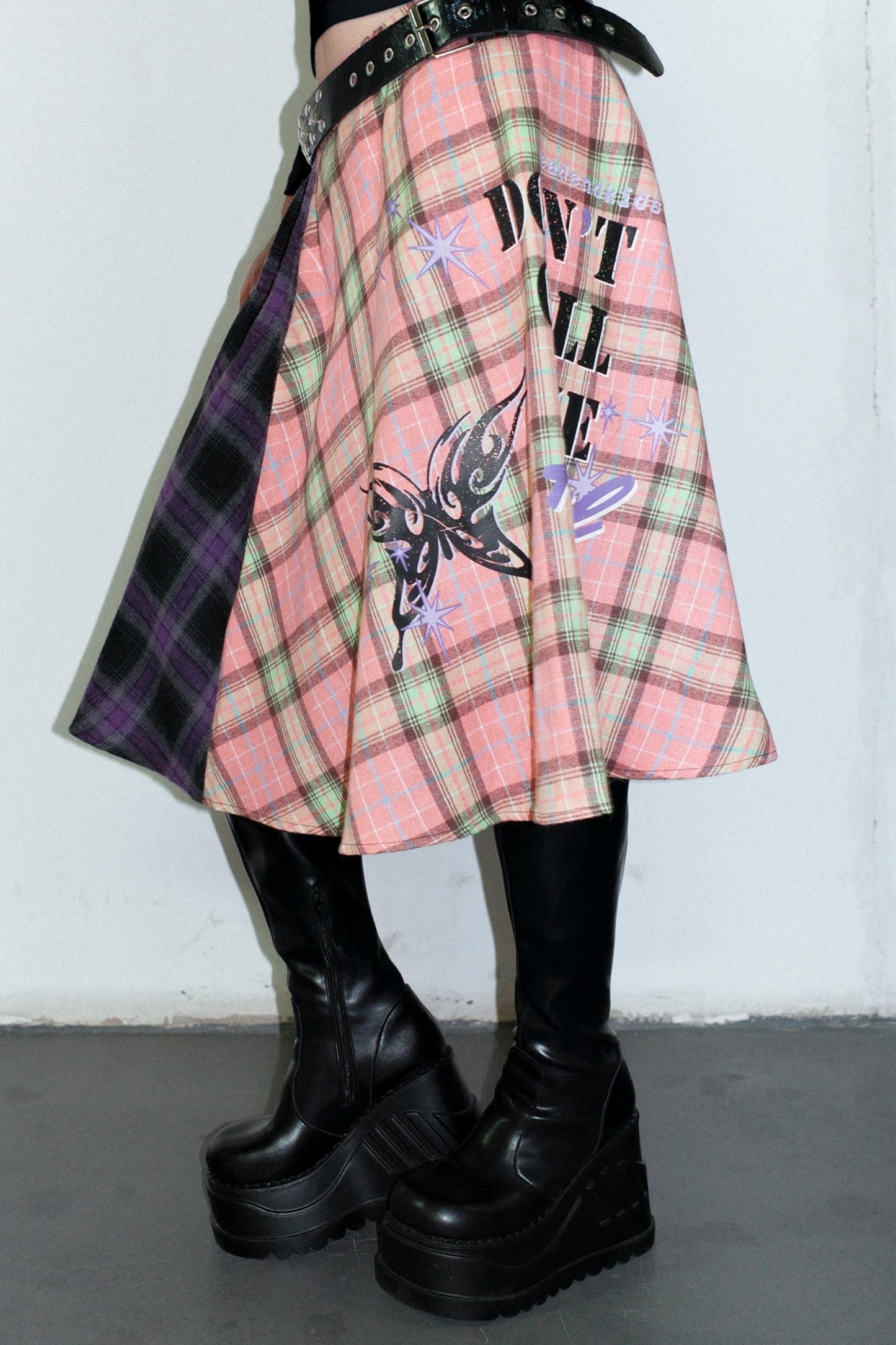 Punk Plaid Layered Skirt