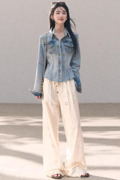 Pure Cotton Embroidered Pants