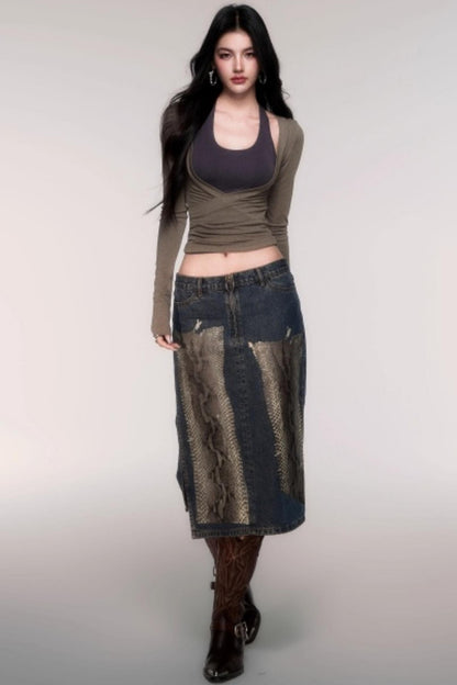 Two-Piece Halterneck Long Sleeve Top