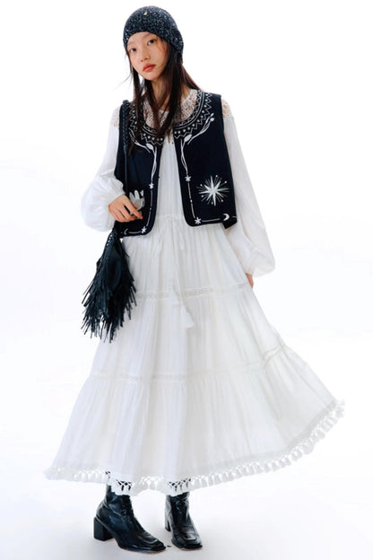 Bright Star Vintage Bird Embroidery Wool Jacket Set-Up