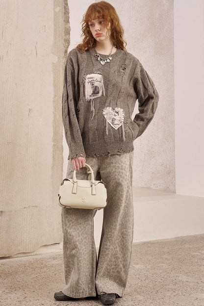 Leopard Print Straight Loose Pants