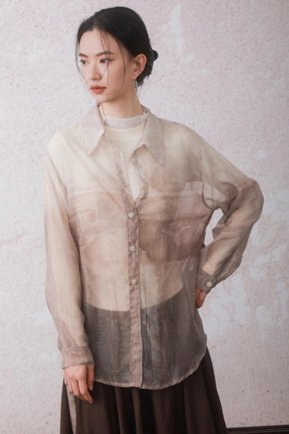 Chestnut Brown Patchwork Turtleneck Top