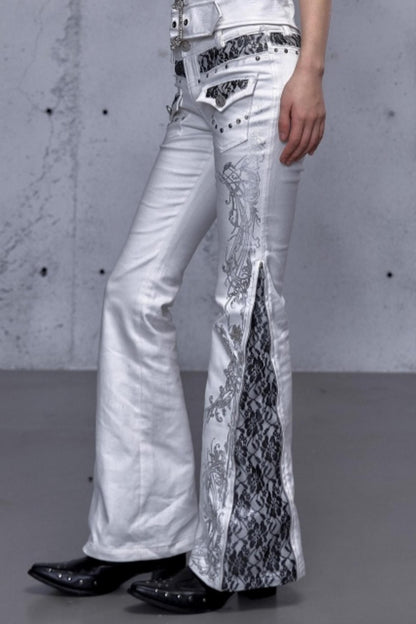 Retro Gold Foil Denim Pants