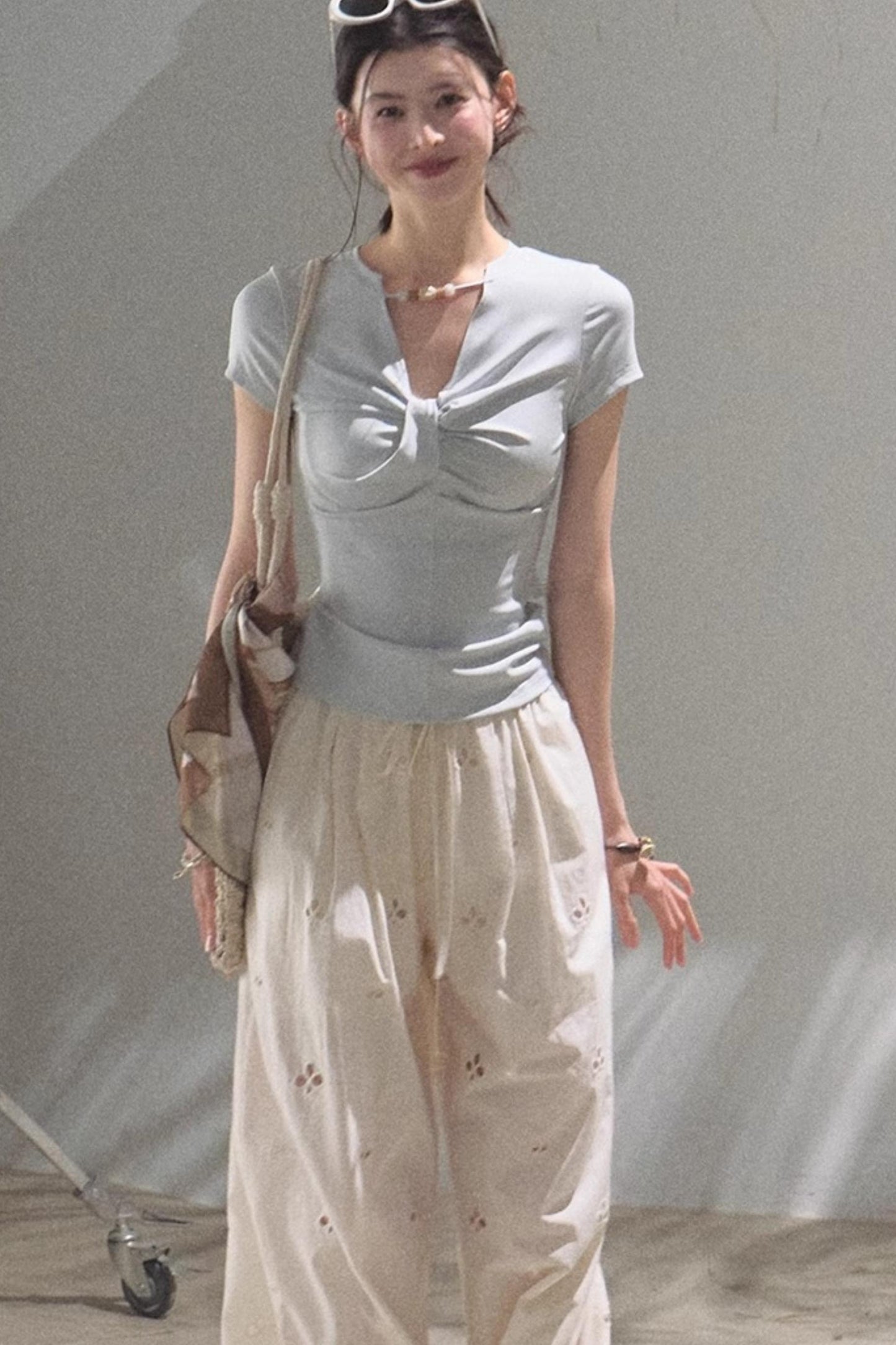 V-Neck Beaded T-Shirt