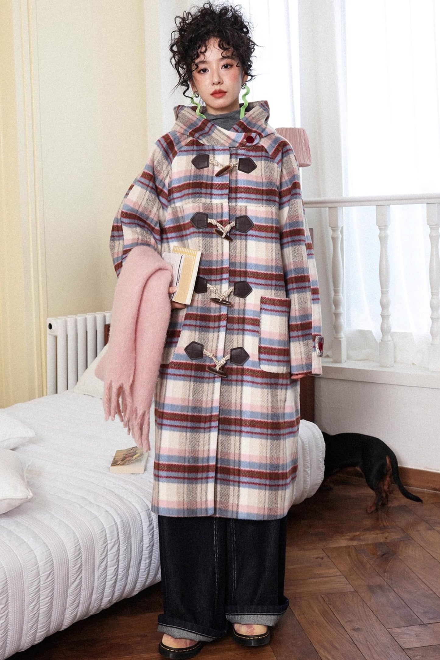 Velvet Dream Plaid Hooded Wool Jacket