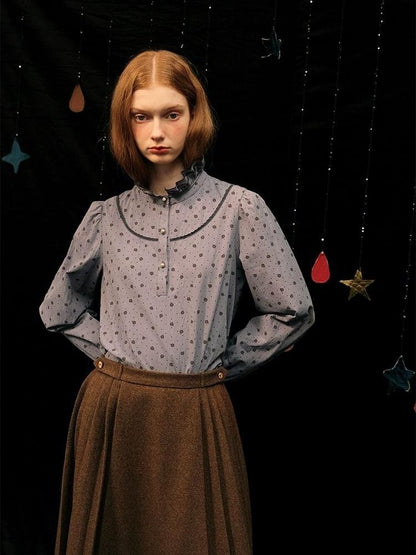 Lace Collar Hyacinth Long Sleeve Shirt